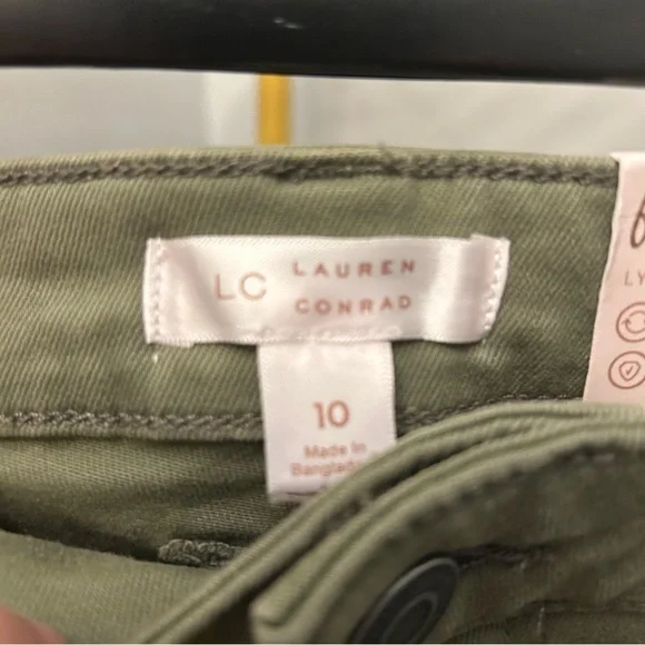 LC Lauren Conrad Super High Wide Leg Trouser Jeans buttons fly in green size 10 - Picture 4 of 8